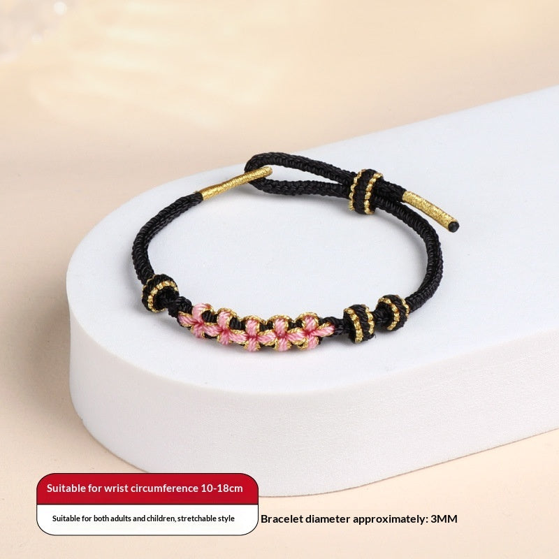 Snake Year Peach Blossom Knot Bracelet For Women Handwoven Wristband