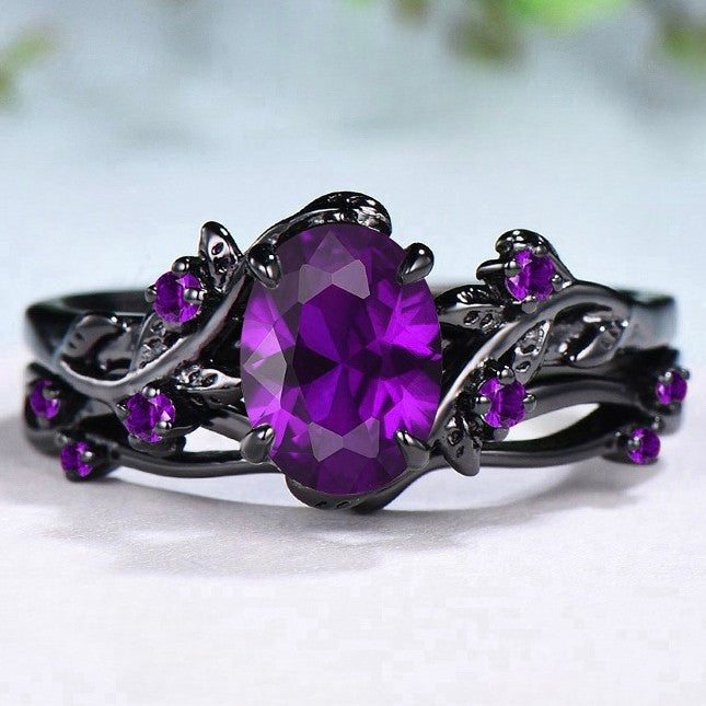 Amethyst Ring Gun Black Rose Branches Cross
