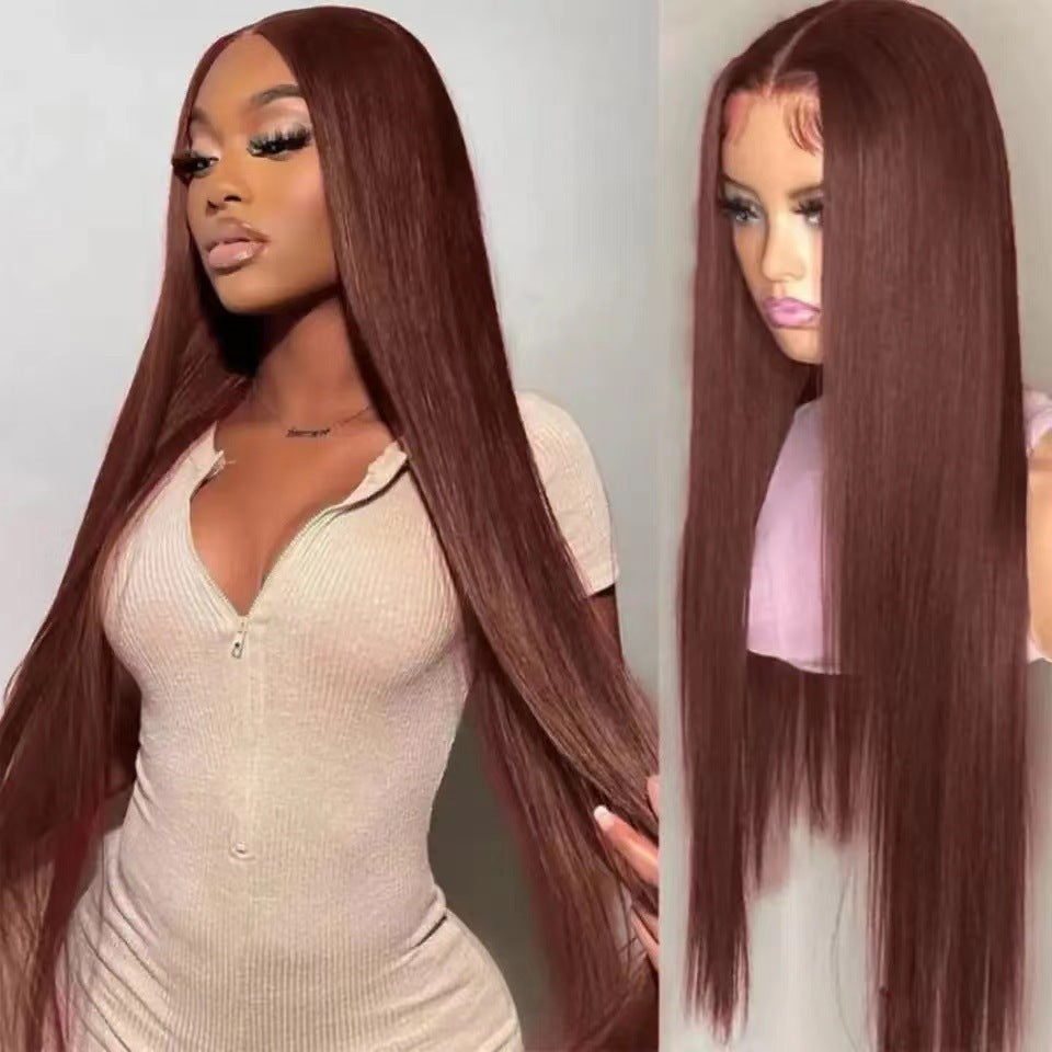 Piano Color Long Straight Wig Front Lace Full-head Wig