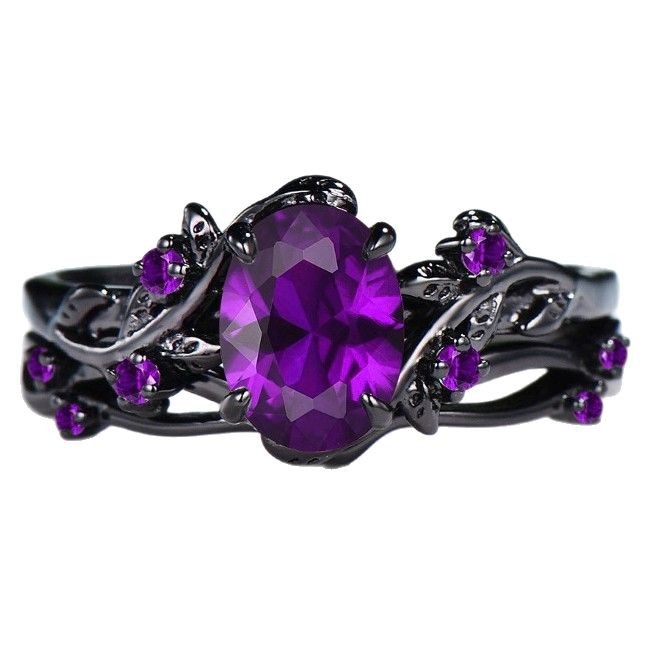 Amethyst Ring Gun Black Rose Branches Cross