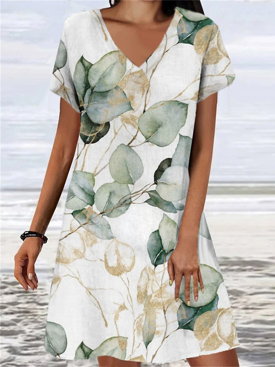 Women's Loose Floral Retro Print Dress