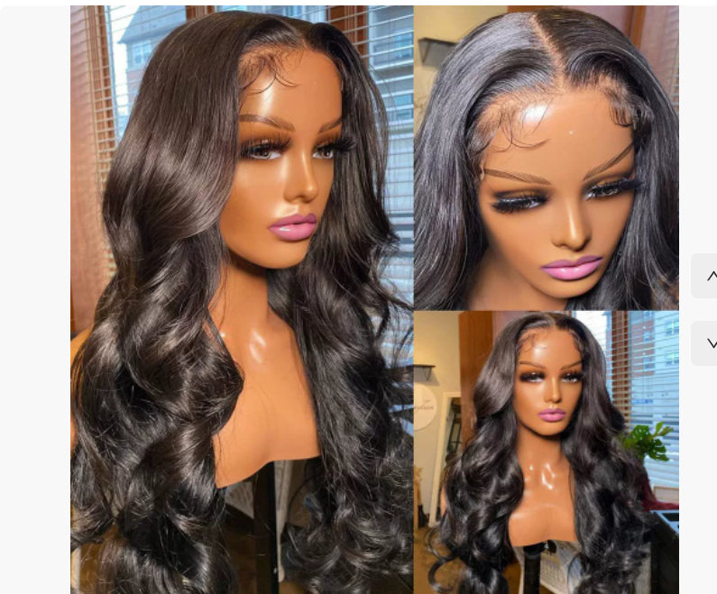 Black Medium Large Wave Full-head Wig