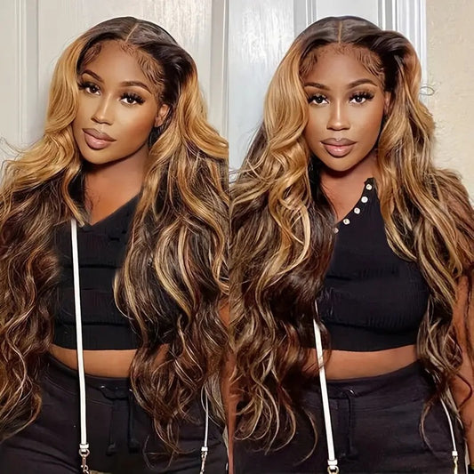 Piano Color Wig Front Lace Big Wave Curly Wig